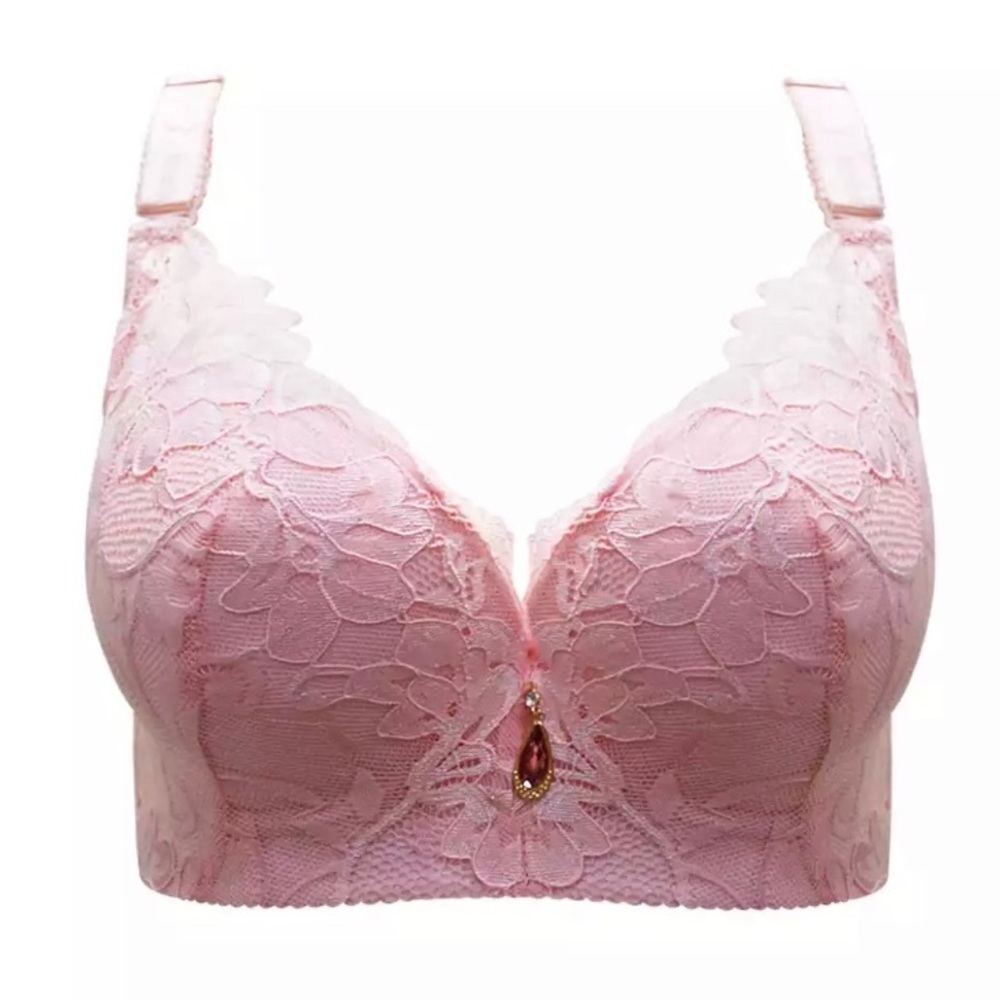 NWT BRA & PANTY D set Blush pink longline M-XXL pale pink bundle strong support - Picture 3 of 11